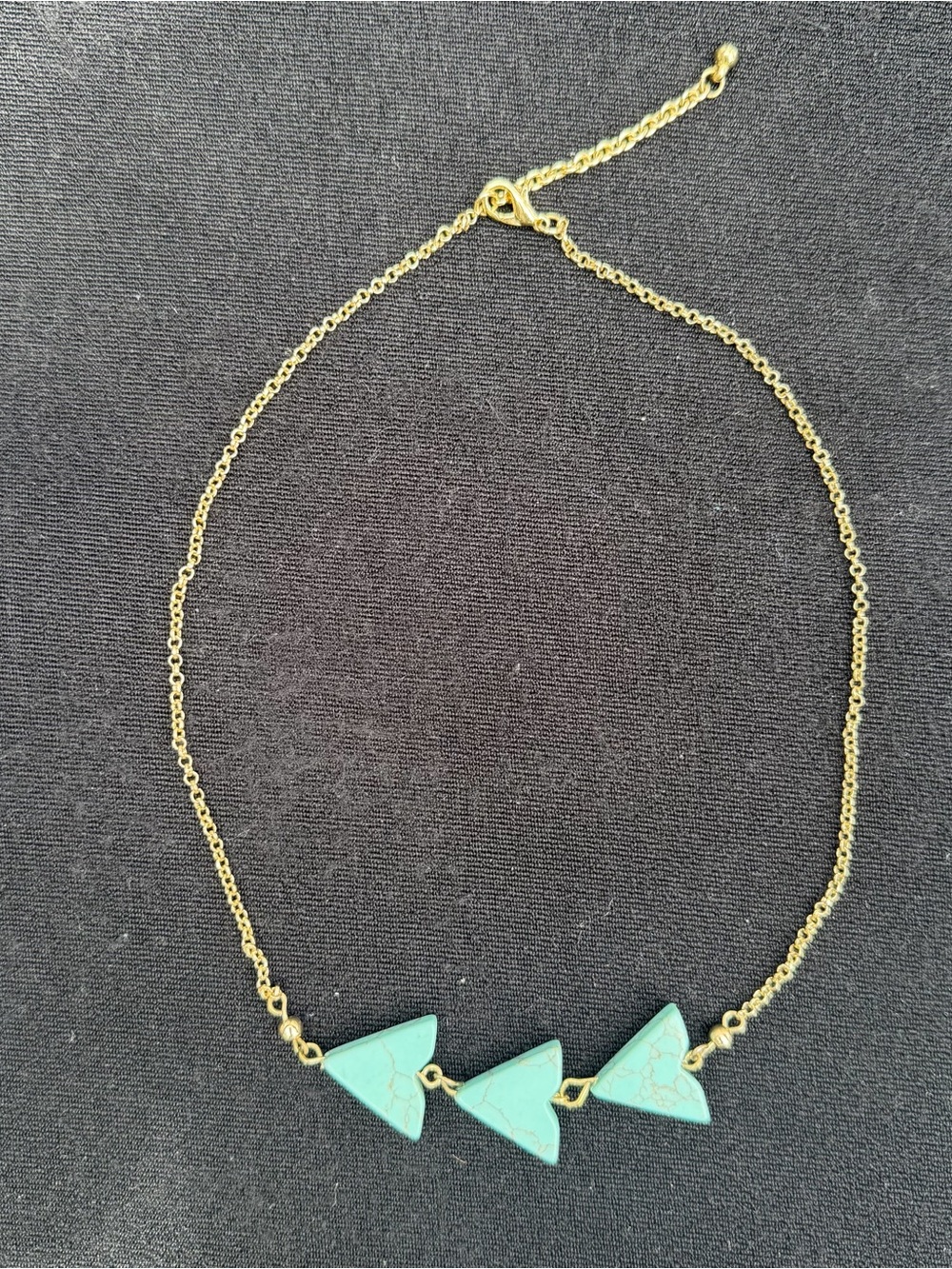 Unbranded Gold Chain Necklace with Turquoise Triangle Pendants